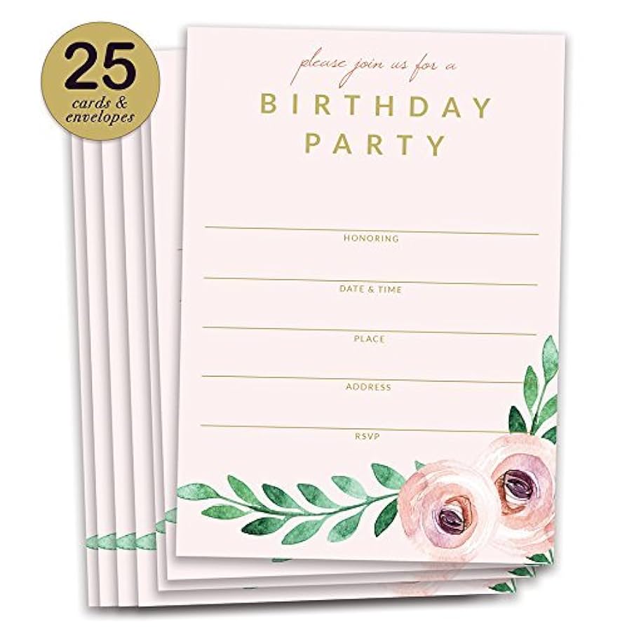 Amazon.com : DB Party Studio Pink Birthday Party Invitations